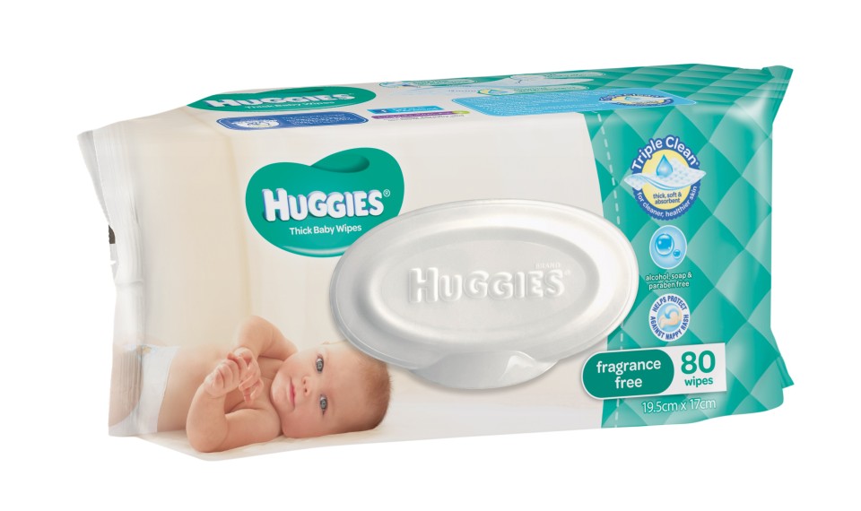 Huggies Fragrance Free Baby Wipes White Carton of 4 X Packs of 80 wipes