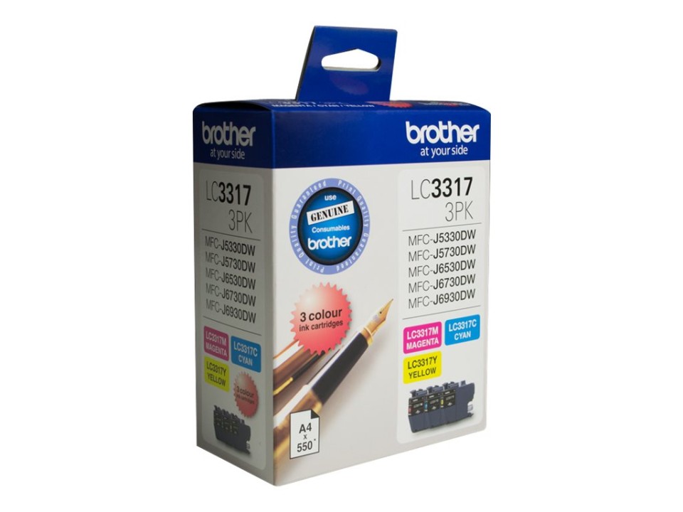 Brother 3 Colour Ink Cartridges LC3317-3PK