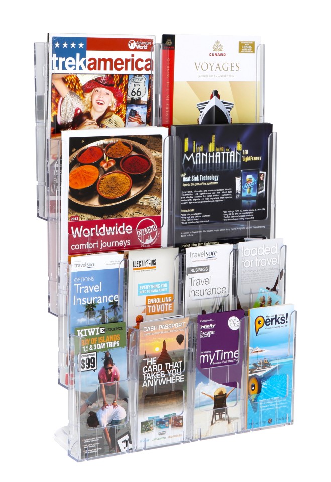 Lit Loc Brochure Holder Wall System 4 Tier 4 Pocket A4 8 Pocket Dle