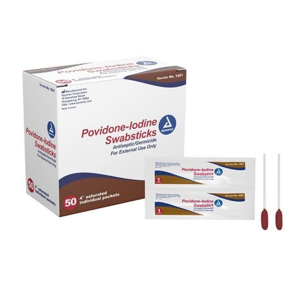 Dynarex Povidone Iodine Swab Stick Box Of 50