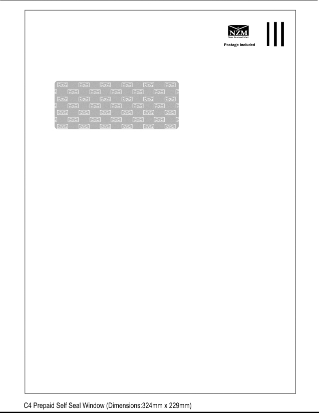 NZM Prepaid Window Envelope Self-Seal C4 229x324mm White Box 250