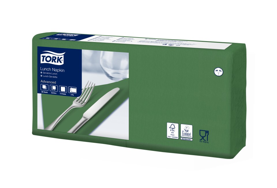 Tork Edge Emboss Napkins Luncheon 4 Ply 1/4 Fold Dark Green Pack 200