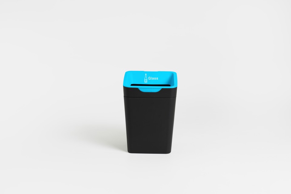 Method Blue Glass Open Lid Recycling Bin 20 Litre 