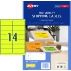 Avery Fluoro Yellow Shipping Labels for Laser Printers - 99.1 x 38.1 mm - 350 Labels (L7163FY) image