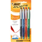 Bic Atlantis Ballpoint Pen Retractable Assorted Colours Pack 4 image