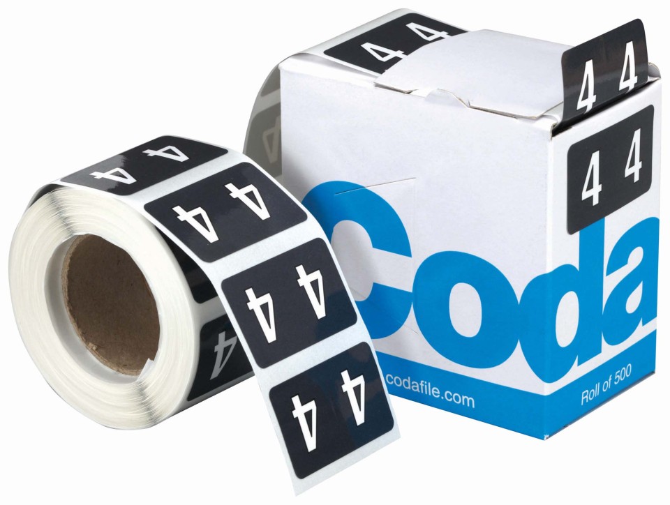 Codafile Numeric Lateral Labels Number 4 25mm Roll 500