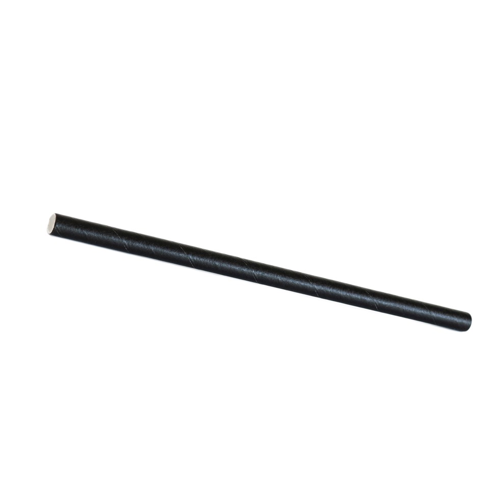 Huhtamaki Paper Cocktail Straws 140mm x 6mm Black Pack 250