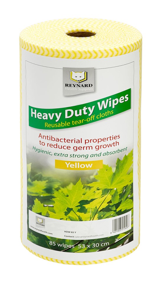 Reynard Yellow Heavy Duty Reusable Antibacterial Wipes