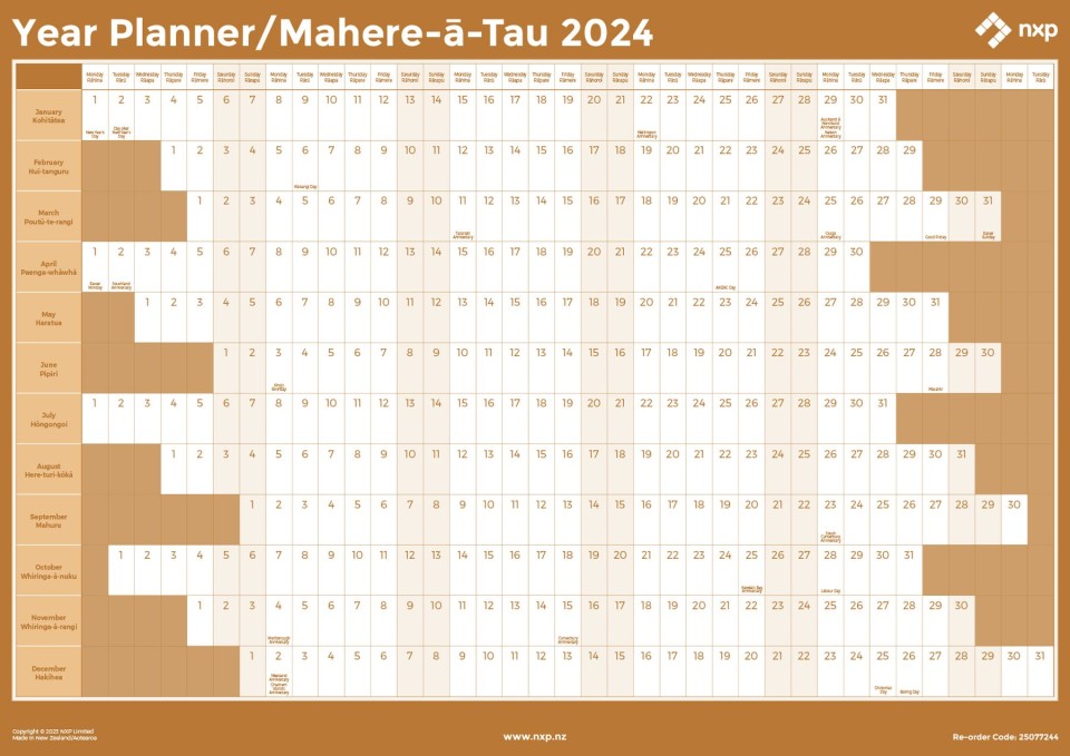 NXP 2024 Wall Planner A2 Double Sided Orange