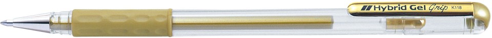 Pentel K118 Hybrid Gel Grip Rollerball Pen 0.8mm Gold