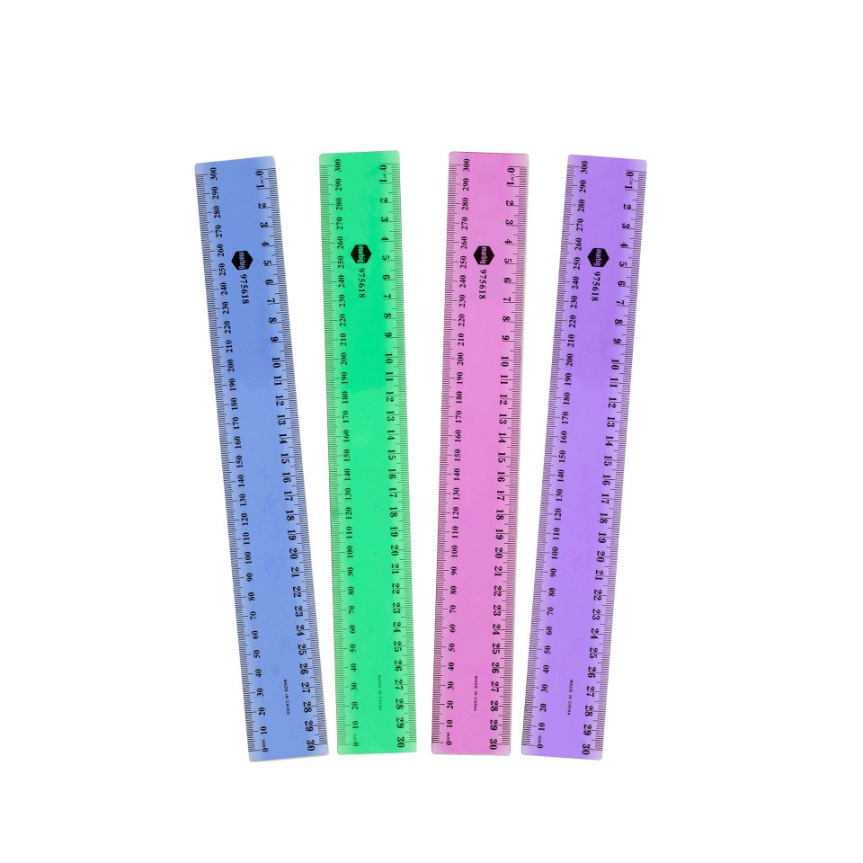 Marbig Ruler Plastic 30cm Assorted Fluorescent