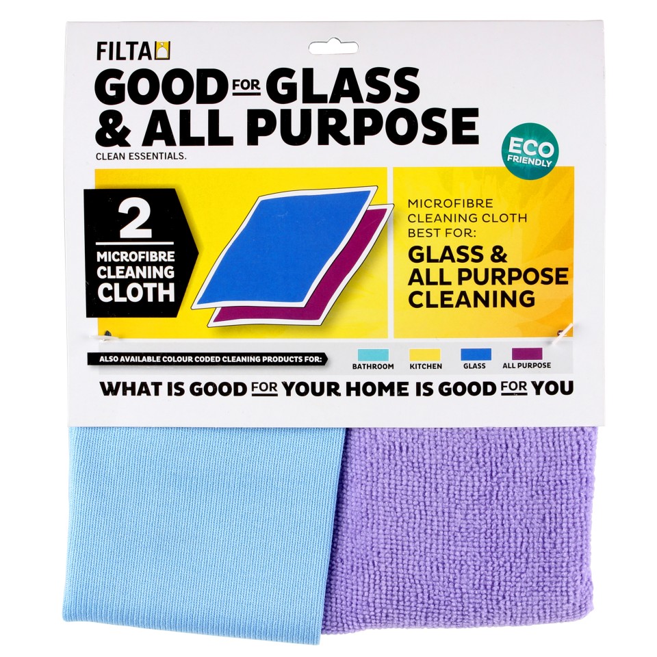 Filta Glass & All Purpose Microfibre Cleaning Cloth Purple & Blue