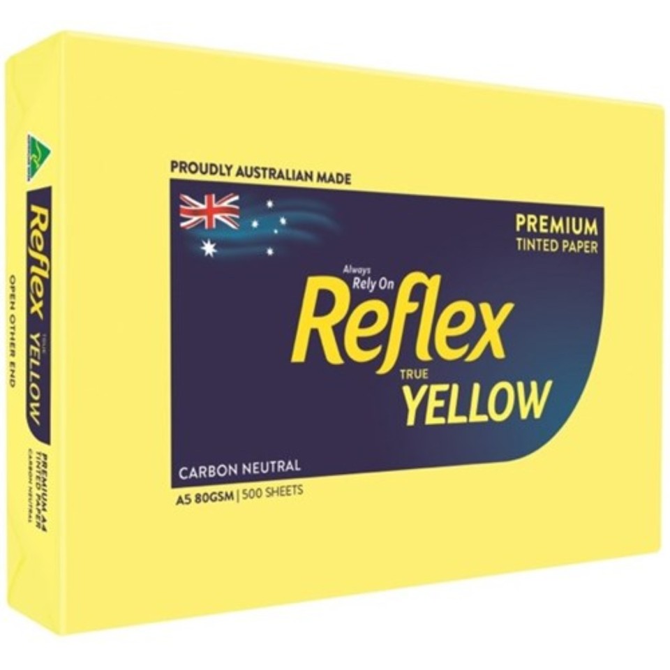 Reflex Colours Tinted Copy Paper A5 80gsm Yellow Ream 500