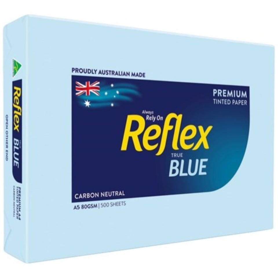 Reflex Colours Tinted Copy Paper A5 80gsm Blue Ream 500