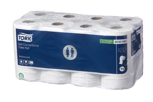 Tork T4 Advanced Toilet Paper Roll 2 Ply White 400 Sheets per Roll 2263269 Carton of 48