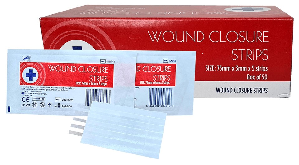Wound Closure Strips box of 50 75mm x 3mm Sachet 5 strips 