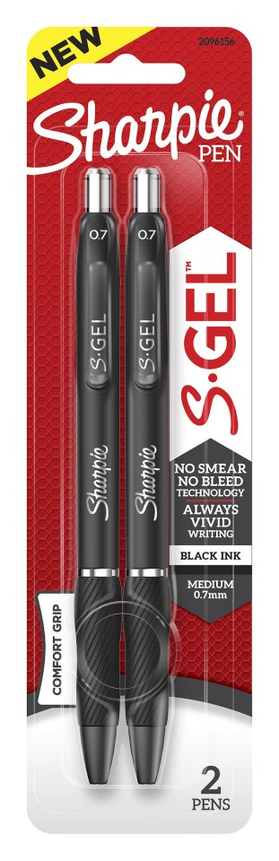 Sharpie S-Gel Gel Ink Pen 0.7mm Black Pack 2