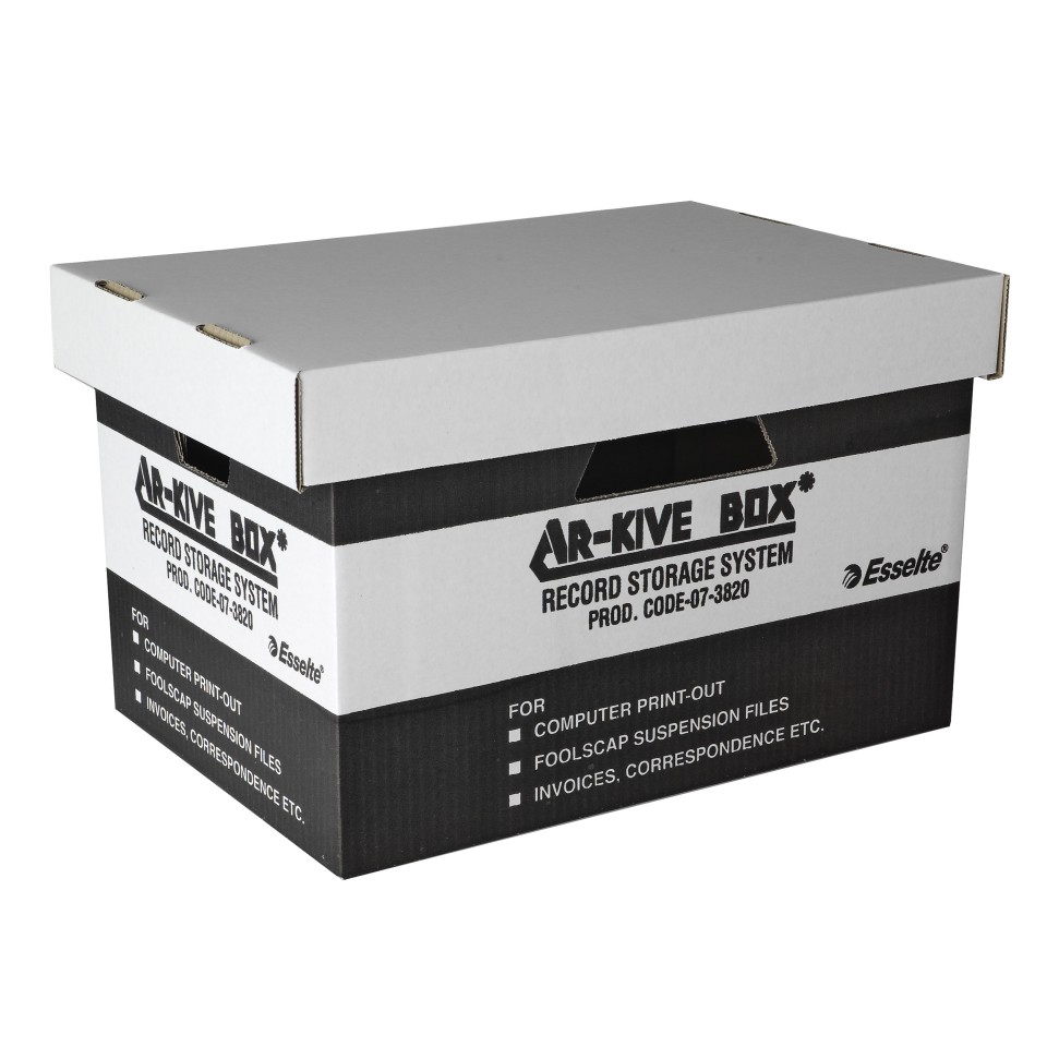 Esselte Archive Box Cardboard With Lid Black And White Bundle 10
