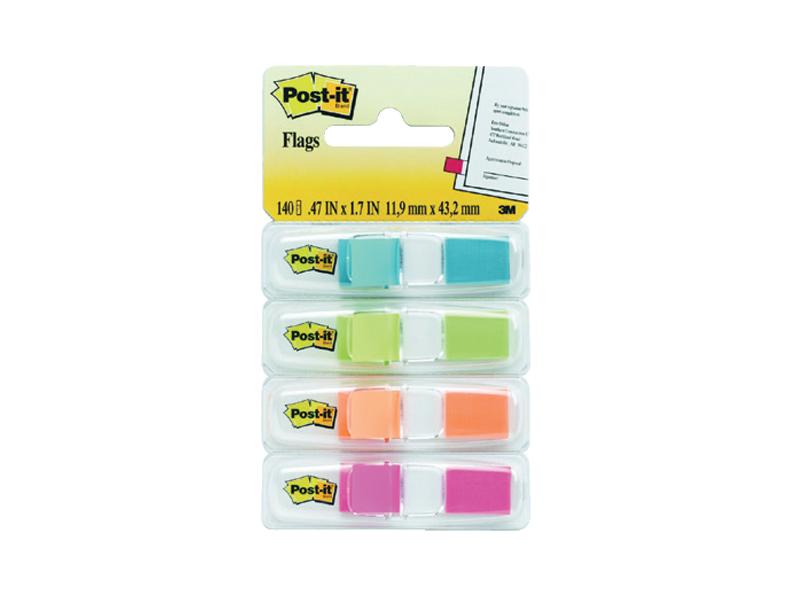 Post-It Mini Flags Assorted Fluoro Colours 4Pkt