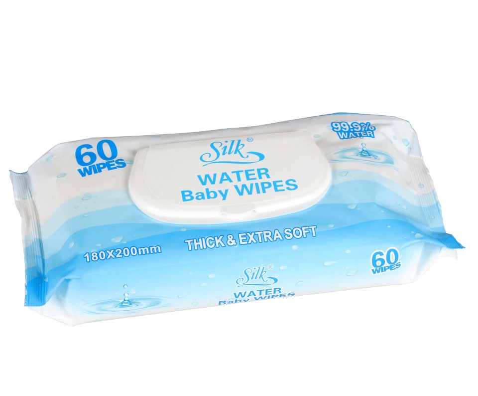 Silk Water Baby Wipes White Pack of 60