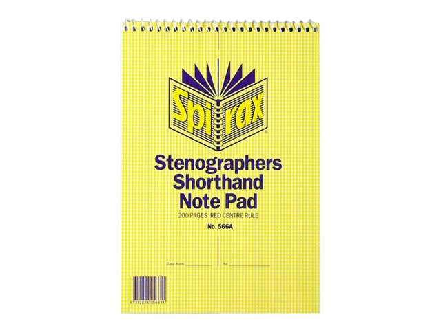 Spirax 566A Spiral Notepad Stenographers 225x152mm 200 Pages