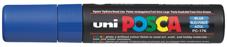 Uni Posca Marker 15.0mm Extra-Broad Chisel Blue PC-17K