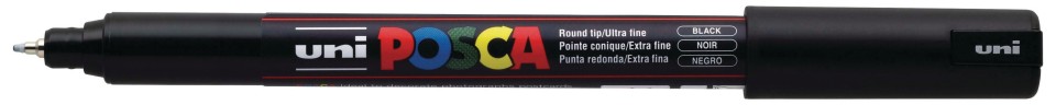 Uni Posca Marker 0.7mm Ultra-Fine Elastomer Black PC-1MR