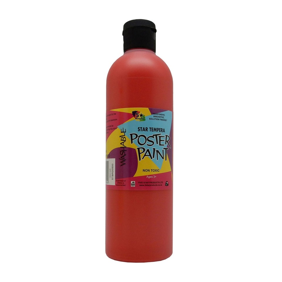 5 Star Tempera Paint 500ml Brilliant Red