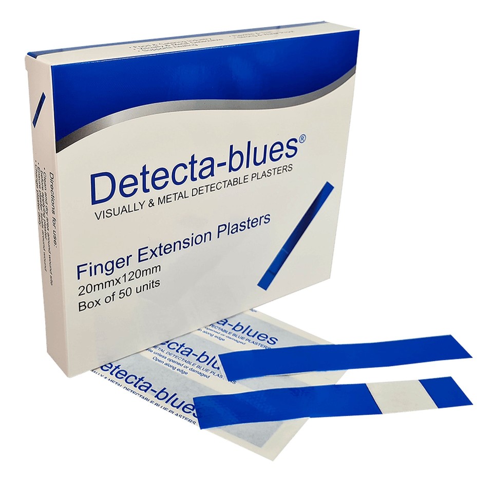 Dts Medical Detecta-blues Metal Detectable Finger Extension Plasters Box Of 50