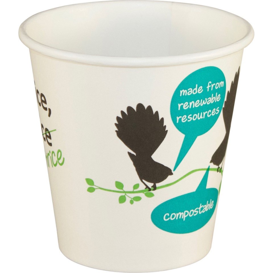 Vegware Hot Cup Fantail Art Compostable 6oz (230ml Brim) Fits 79mm Lid Carton 1000