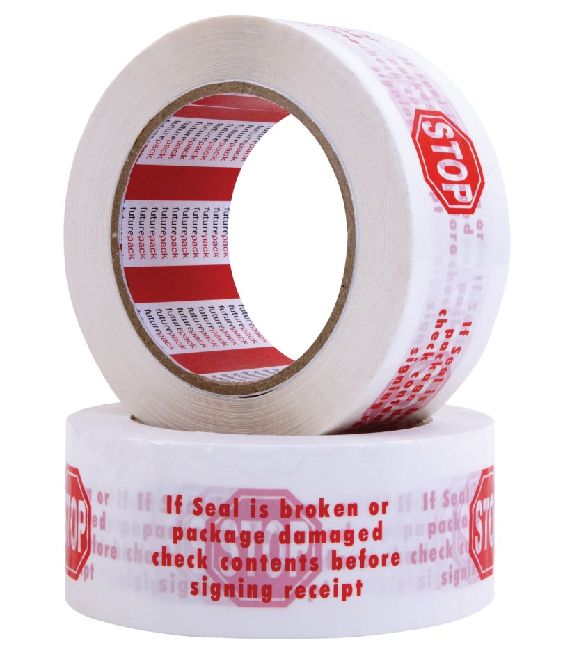 Printed Tape Stop Security Seal 48mm X 100m Red/White Roll