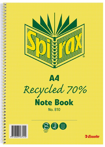 Spirax 810 Spiral Notebook Recycled A4 120 Pages