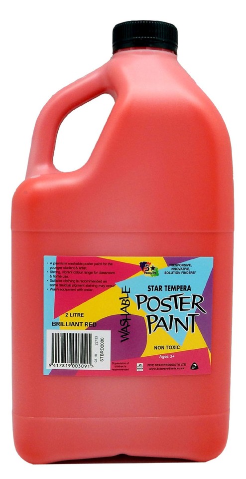 5 Star Tempera Poster Paint 2 L Brilliant Red