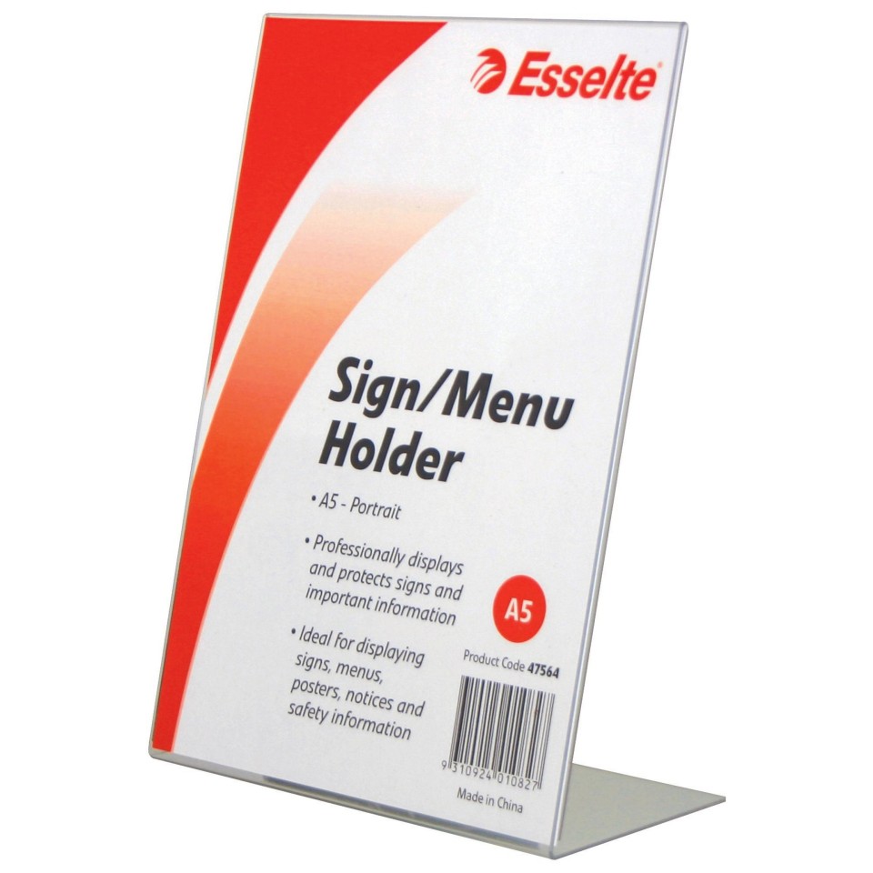 Esselte Sign/Menu Holder Slanted Portrait A5 Clear