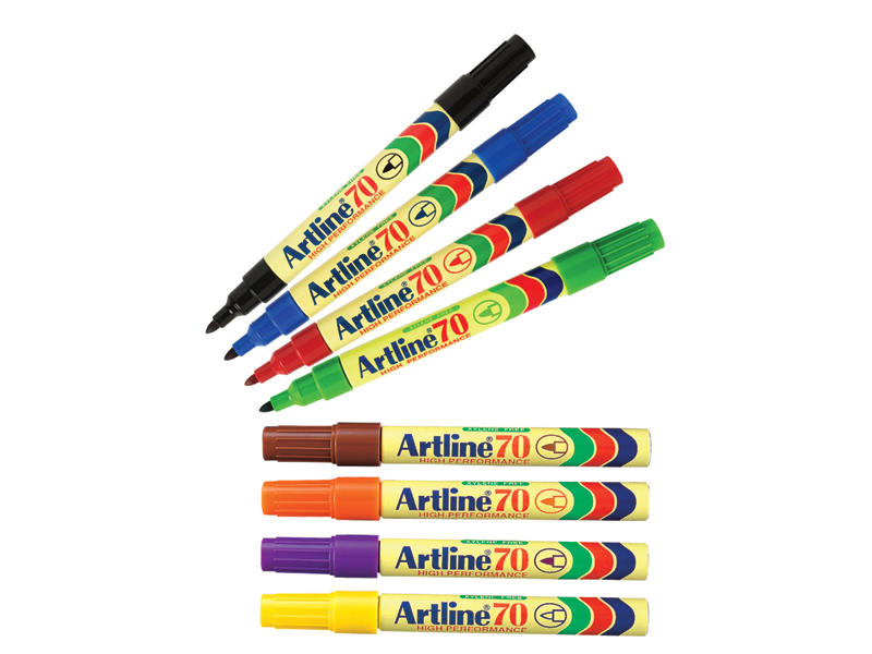 Artline 70 Permanent Marker Bullet Tip 1.5mm Assorted Colours Box 12