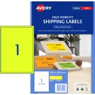 Avery Fluoro Yellow Shipping Labels for Laser Printers - 199.6 x 289.1 mm - 25 Labels (L7167FY) image