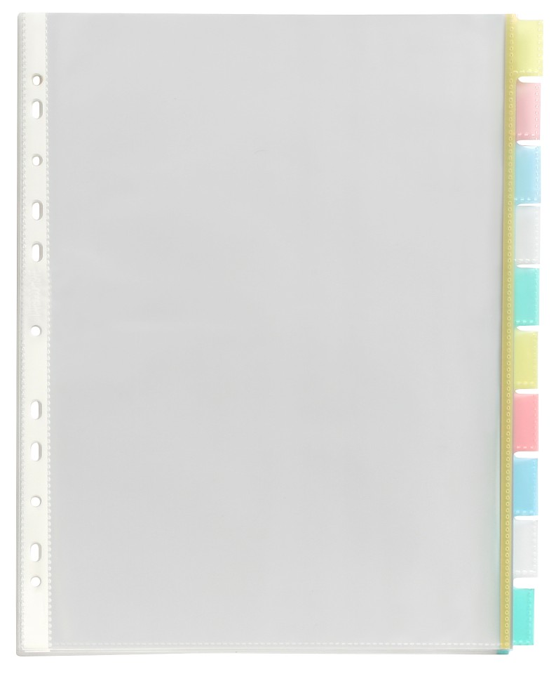 Marbig Dividers Polypropylene Pocket Coloured Tab A4 Clear 10 Tab