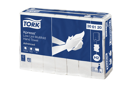 Tork H2 Xpress Low Lint Multifold Hand Towel 1 Ply White 209 Sheets per Pack 306120 Carton of 21