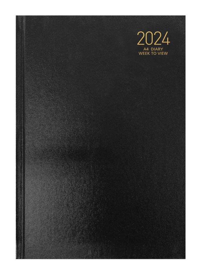 NXP 2024 Hardcover Diary A4 Week To View Black