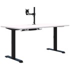 Pryme Fixed Height Desk 1200x700. Inc. Soft Wiring And Single Monitor Arm. Black And Snow Velvet image