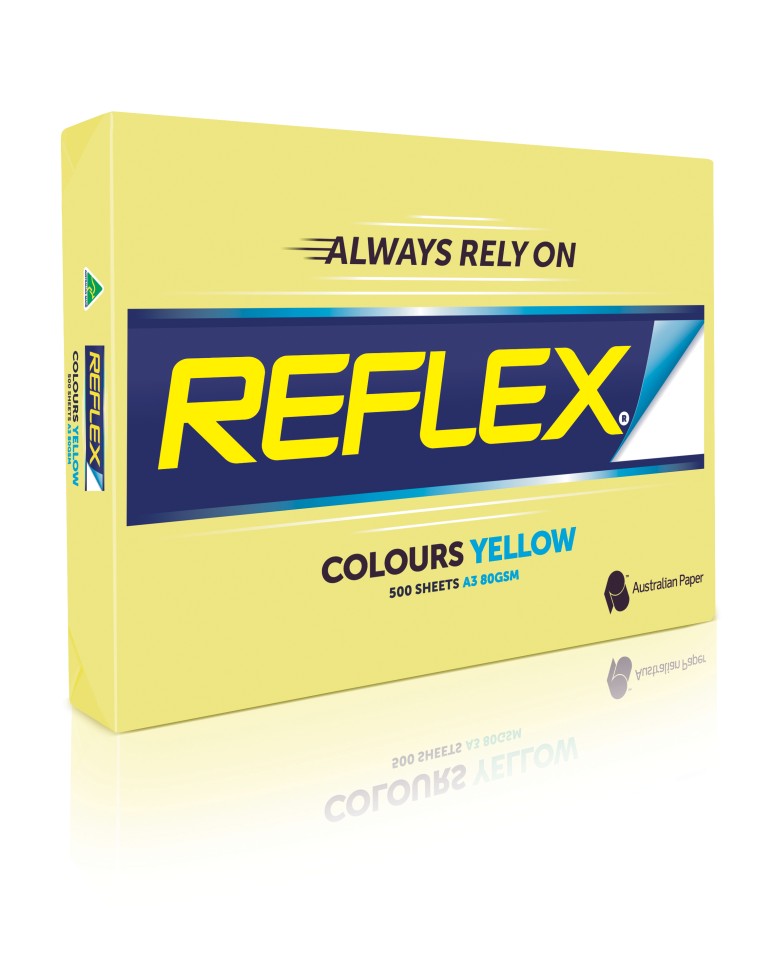 Reflex Colours Tinted Copy Paper A3 80gsm Yellow Ream 500