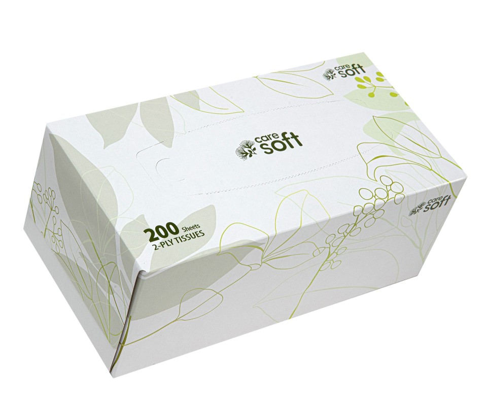 Care Soft Facial Tissue 2ply White 200 Sheets Per Box