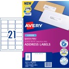 Avery Address Labels Sure Feed Laser Printer 959001/L7160 63.5x38.1mm 21 Per Sheet Pack 2100 Labels image