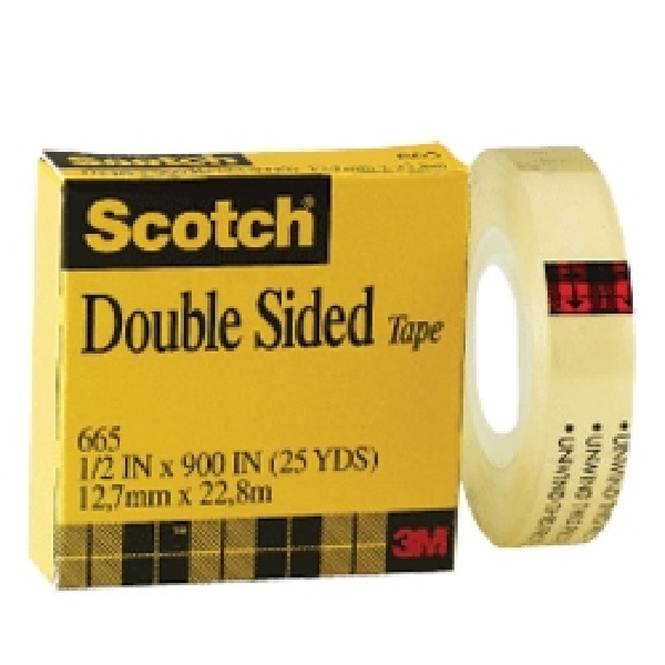 Scotch Double Sided Tape Permanent 665 12.7mmx22.8m