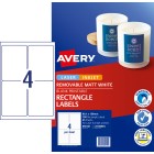 Avery Removable Labels Laser Inket Printer 959151/L7169REV 99.1x139mm 4Up Sheet White Pack100 Labels image
