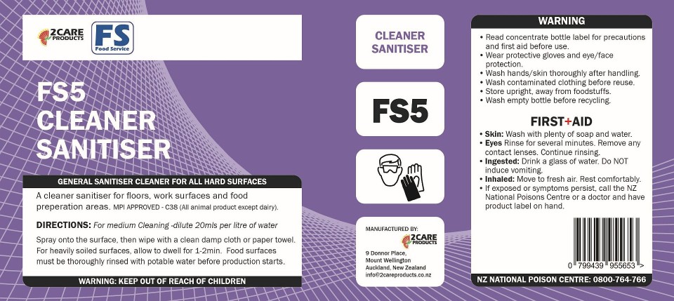 C-TEC FS5 Sanitiser Cleaner Label (Sheet of 3)