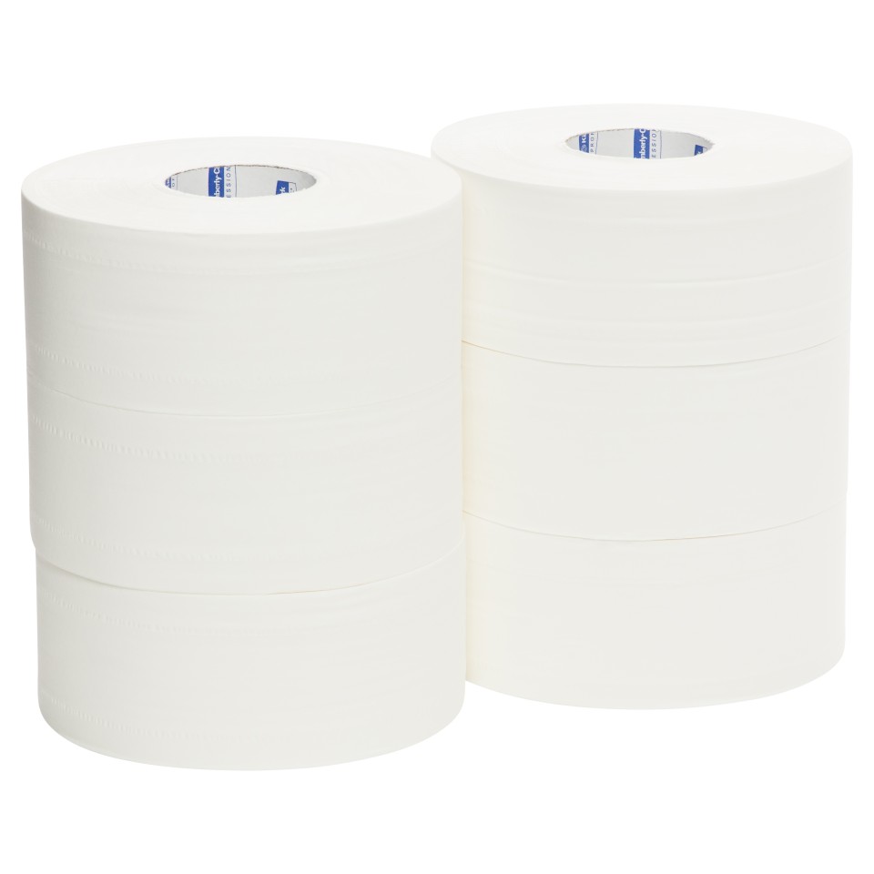 Kleenex Jumbo Toilet Roll 2 Ply White 300 meters per Roll 5749 Pack of 6