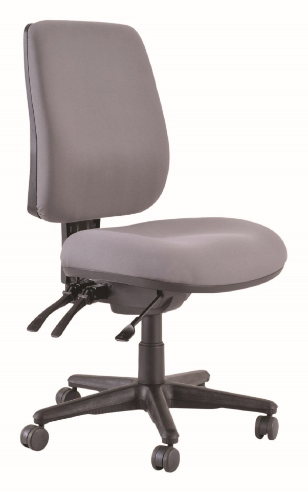 Roma Task Chair 3 Lever High Back Charcoal Fabric