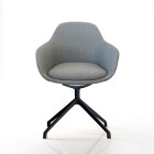 Ava Meeting Chair Black 4-Star Base Grey Fabric image