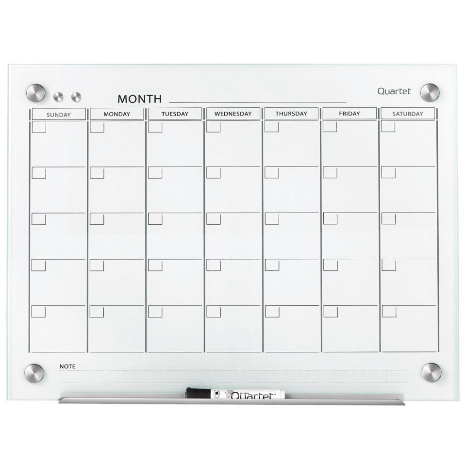 Quartet Infinity Glass Calendar Board 900 x 600mm